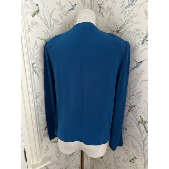 CYNTHIA HOWIE for MAGGIE BOUTIQUE Petites 10 P Jacket Teal 100% SILK Crop Relax - Picture 3 of 7